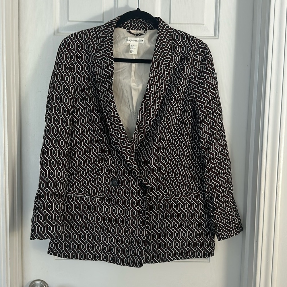 GP & J Baker x H&M Patterned blazer Jacket red back size 4